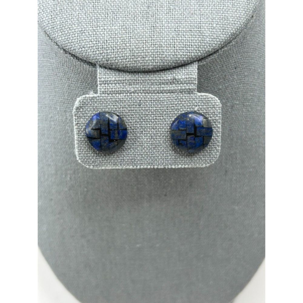 Vintage Lapis and Sterling Silver Earrings Signed JAR